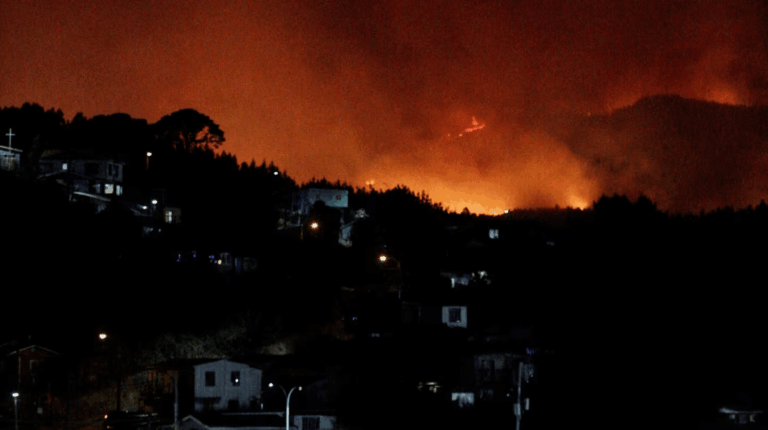 Confirman 18 muertos por los incendios forestales en el sur de Chile.