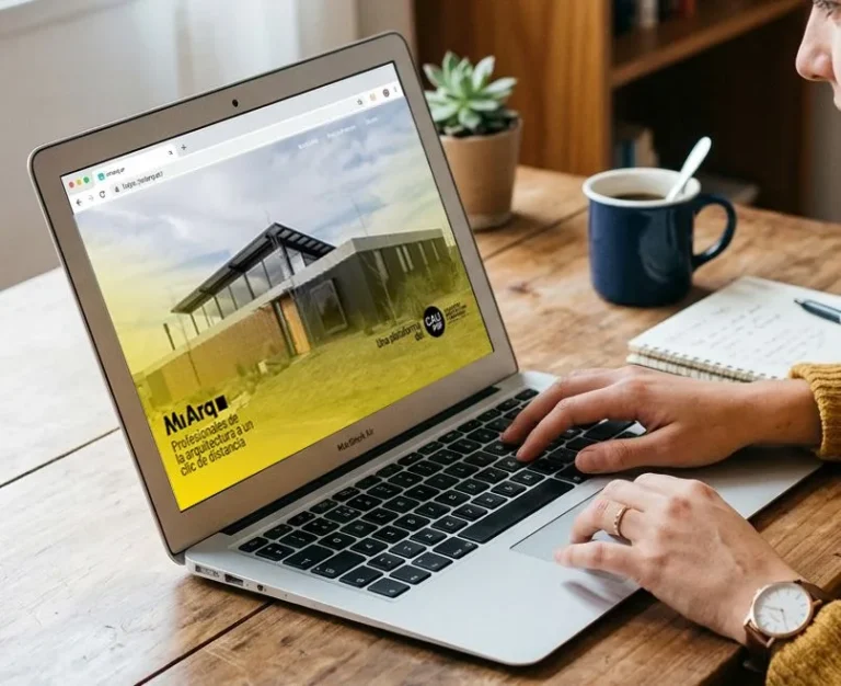 Captura de pantalla de la plataforma MiArq.ar mostrando perfiles de arquitectos de Santa Fe.