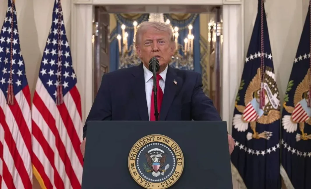 Donald Trump durante un discurso público.