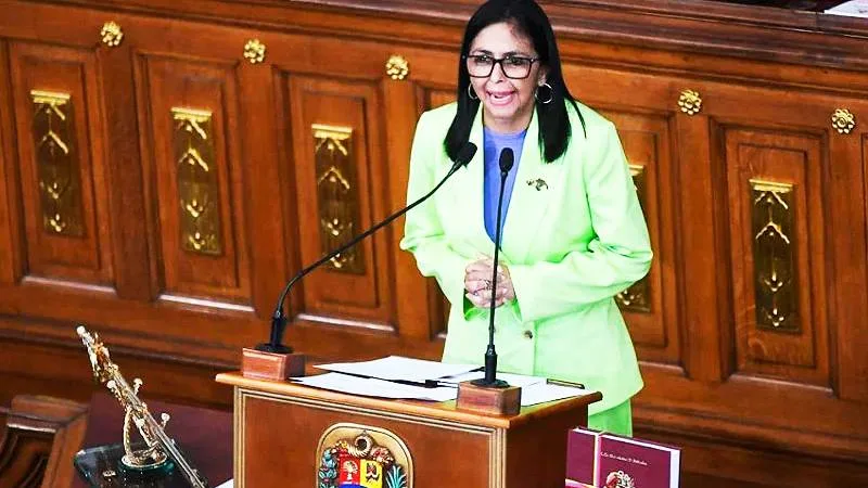 Delcy Rodríguez, vicepresidenta de Venezuela, durante un acto oficial.