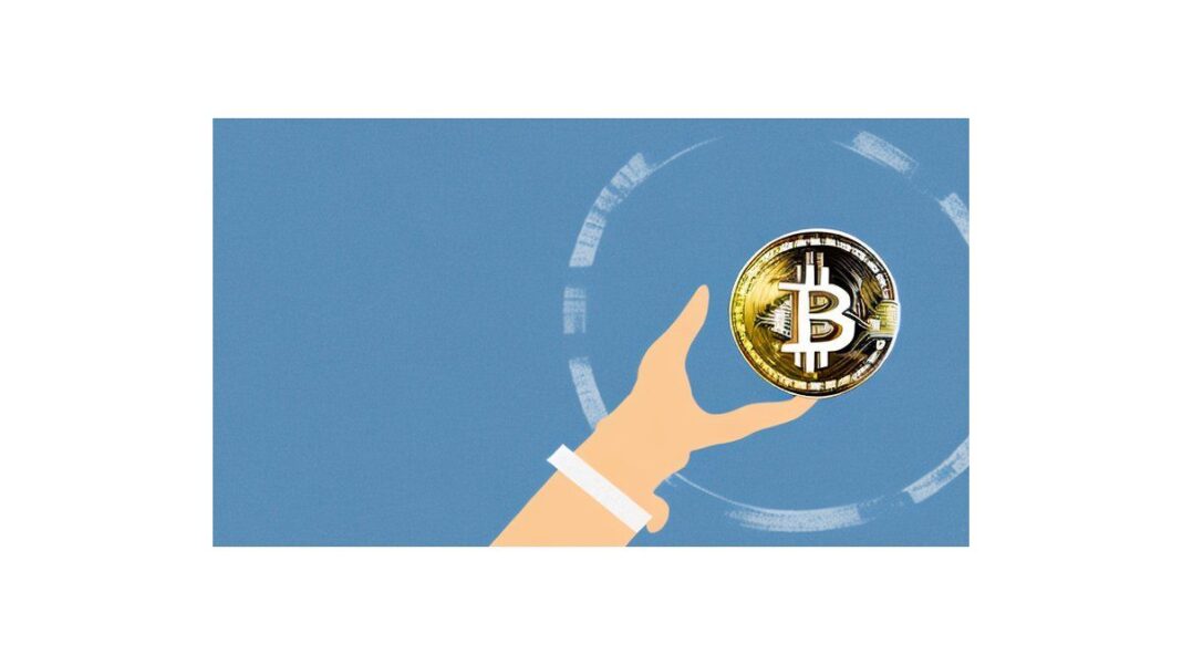 Gráfico ascendente superpuesto a representación digital de monedas y cadenas de bloques (blockchain)