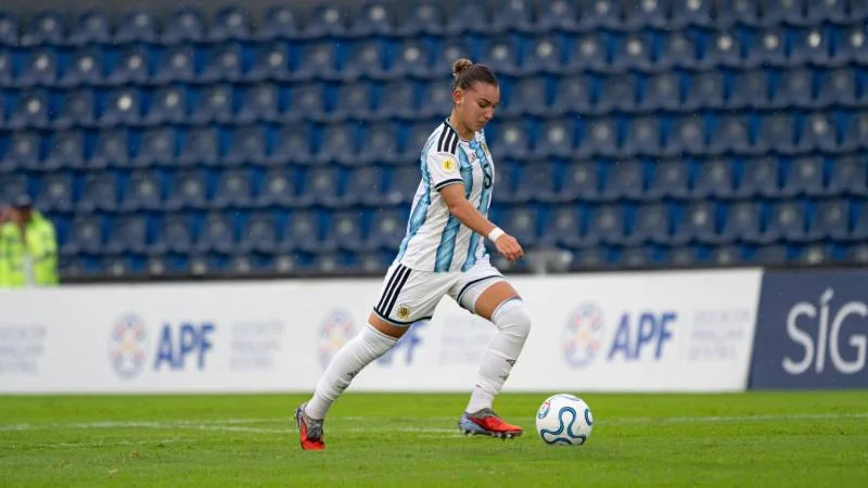 Jugadoras de la Selección Argentina Sub 17 Femenina durante un partido del Sudamericano
