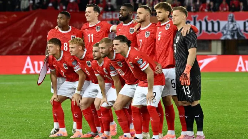 Jugadores de la selección de Austria durante un entrenamiento