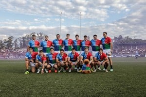 Jugadores de Capibaras XV durante un partido del Súper Rugby Américas