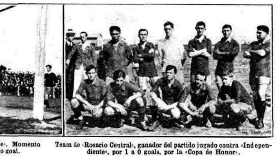 Equipo de Rosario Central en la final de la Copa de Honor de 1916