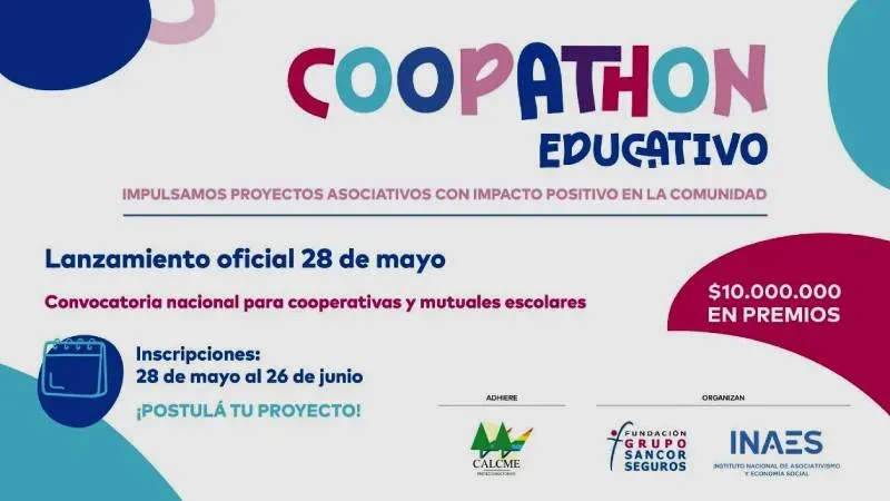 Logotipos de Inaes y Fundación Grupo Sancor Seguros en el lanzamiento del Coopathon Educativo