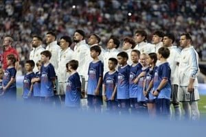 Lionel Messi celebrando un gol con la camiseta de la selección argentina