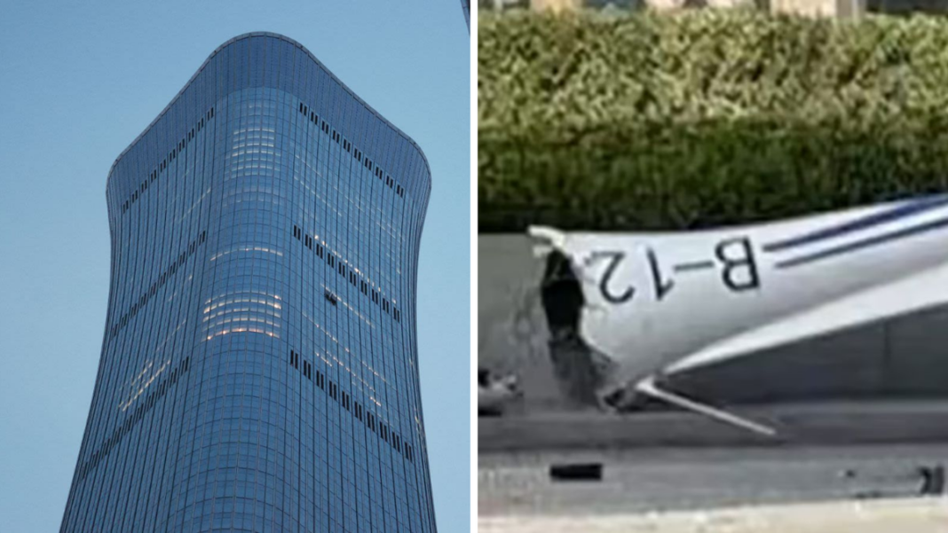 Avión estrellado contra la Torre Citic en Beijing