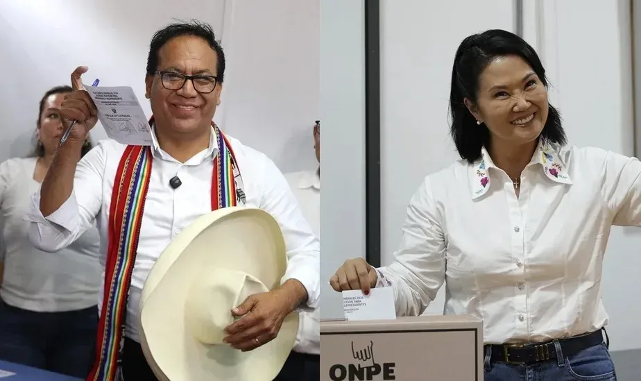 Candidatos Keiko Fujimori y Roberto Sánchez en actos de campaña