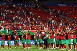 Jugadores de Marruecos celebrando un gol durante el partido contra Haití en el Mundial 2026