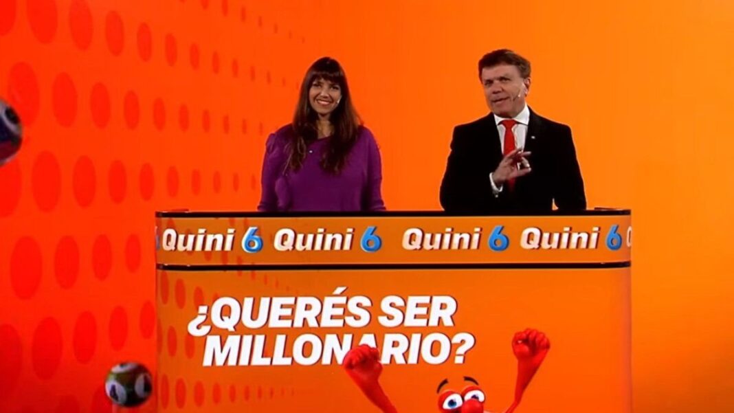 Cartón de Quini 6 con números y logo de Lotería de Santa Fe