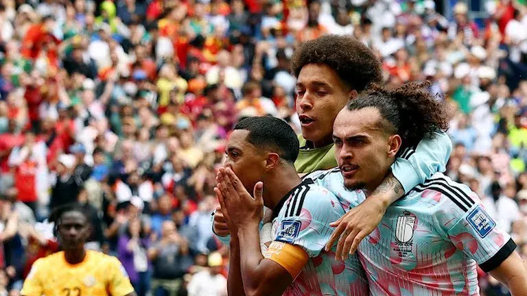 Jugadores de Bélgica celebrando tras el gol de la victoria ante Senegal en el Mundial 2026