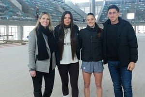 Agustina Albertario y Stefania Antoniazzi durante la recorrida por las obras del CARD en Santa Fe