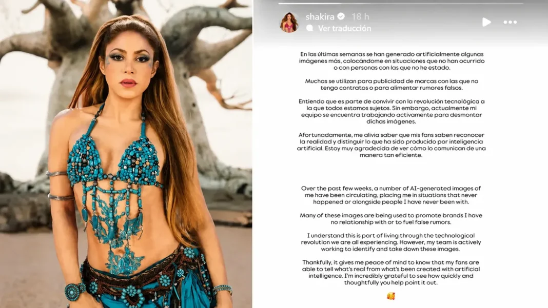 Shakira en un escenario durante un concierto