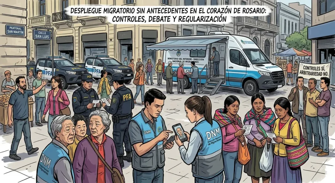 Operativo de control migratorio en la peatonal San Martín de Rosario