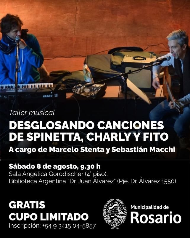 Cartel del taller Desglosando canciones en la Biblioteca Argentina