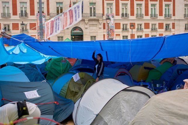 Protesta por la vivienda en la Puerta del Sol de Madrid