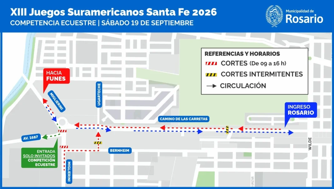 Calle Mendoza cortada entre Funes y Rosario por competencia ecuestre