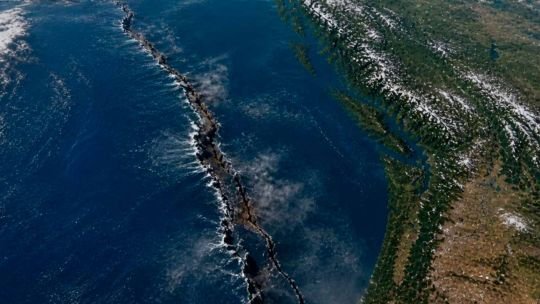 Representación de una fisura tectónica en el fondo oceánico del Pacífico