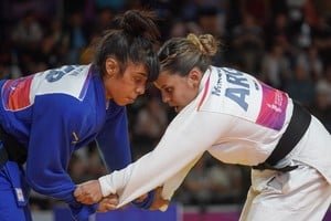 Judoca argentino Agustín Gil durante su combate en los Juegos Suramericanos Santa Fe 2026