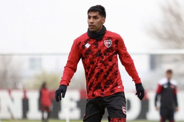 Lucas Carrizo y Franco Escobar durante un entrenamiento de Newell's