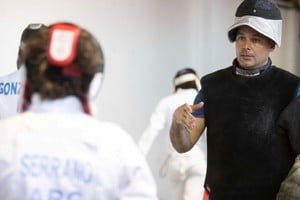 Rafael Acosta durante una competencia de pentatlón moderno