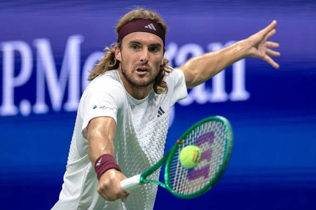 Stefanos Tsitsipas durante su partido de octavos de final del US Open contra Ben Shelton
