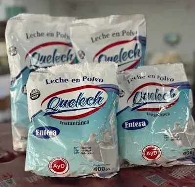 Envase de leche en polvo entera instantánea marca Quelech