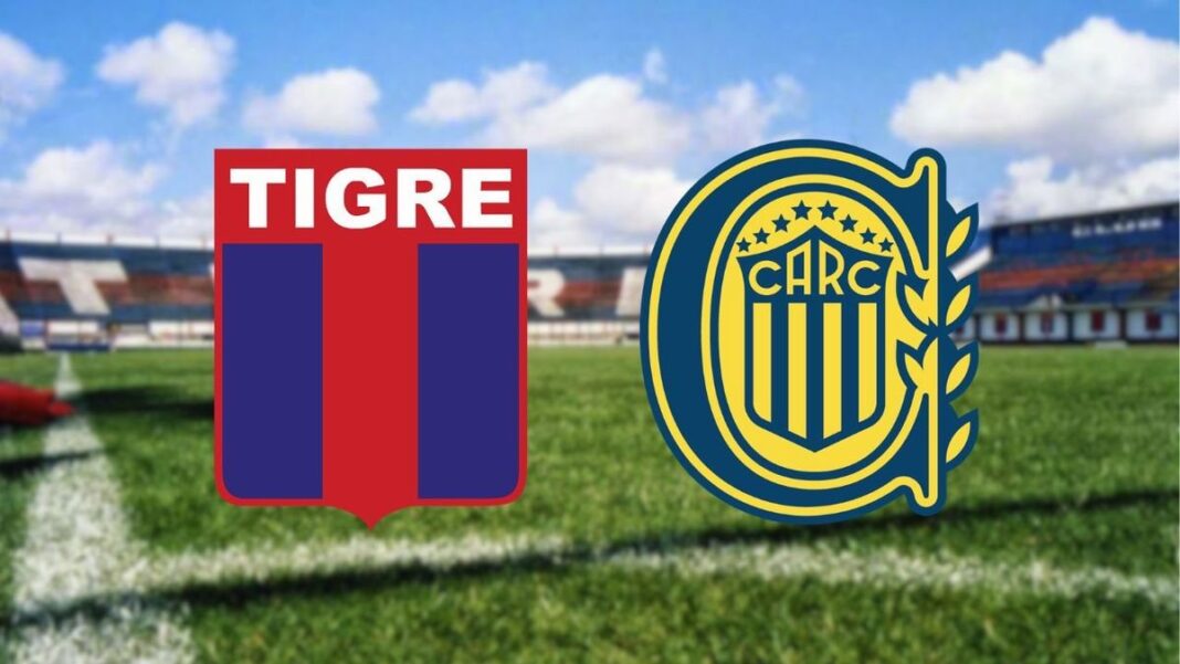 Jugadores de Tigre y Rosario Central disputando un partido de fútbol
