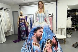 Vestido inspirado en Lionel Messi usado por Alina Luz Akselrad en Miss Mundo 2026