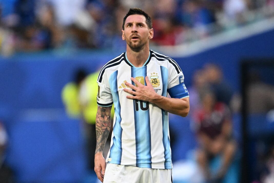 Lionel Messi durante un partido con la selección argentina