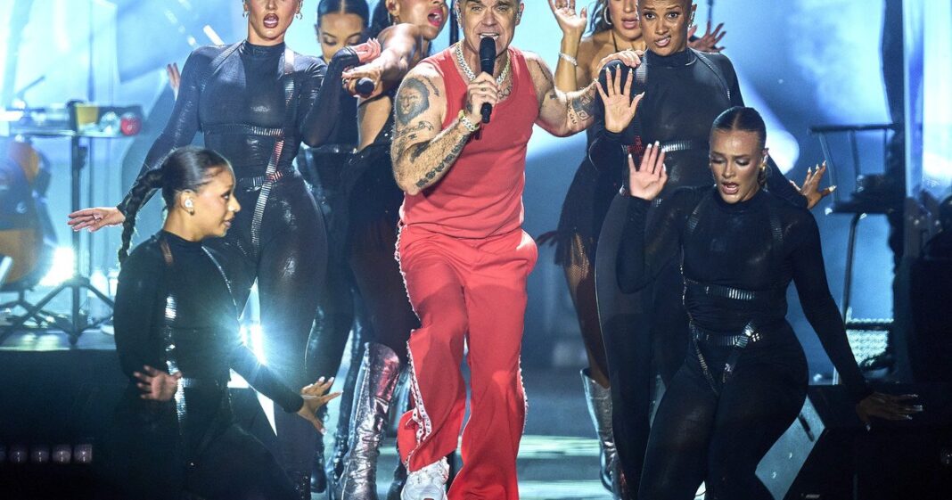 Robbie Williams durante un concierto en el Movistar Arena