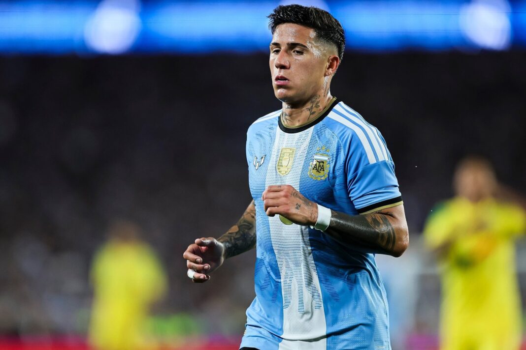 Jugadores de la selección argentina de fútbol en un partido