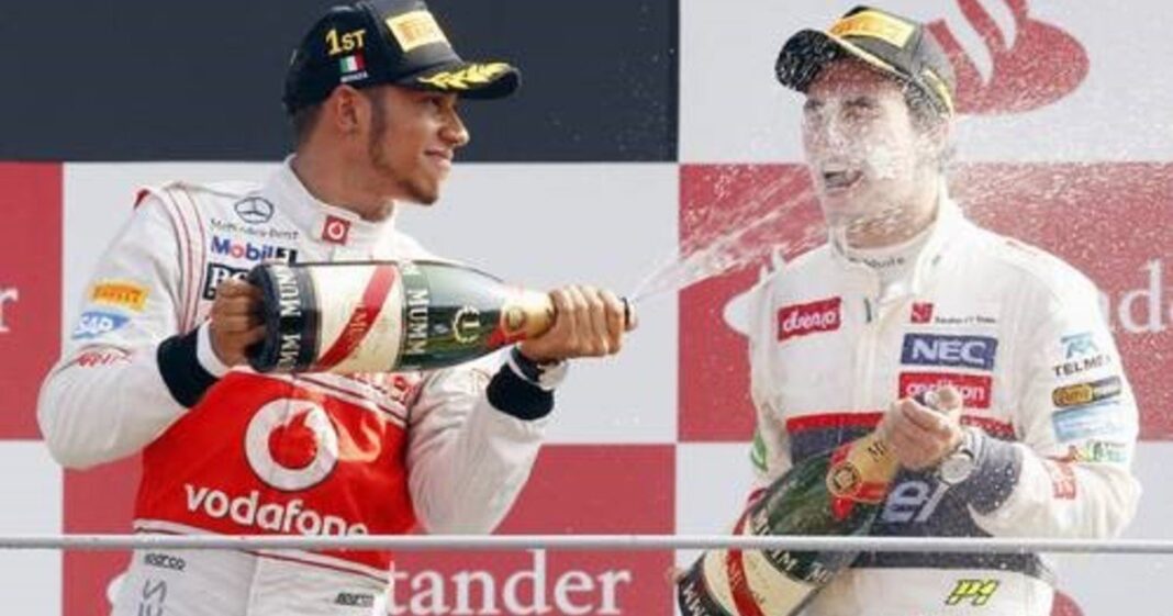 Sergio 'Checo' Pérez en el podio del Gran Premio de Italia 2012 en Monza