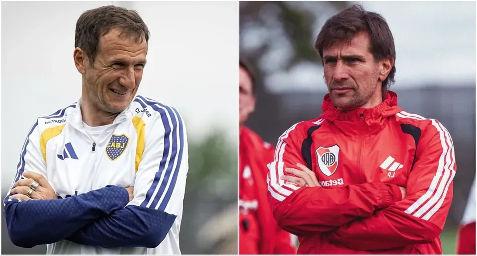 Entrenadores de Boca y River durante un partido